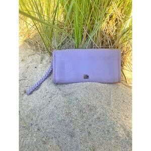 Kooba Y2K Lilac Leather Wristlet Wallet Braided Strap Organizer Gunmetal Logo